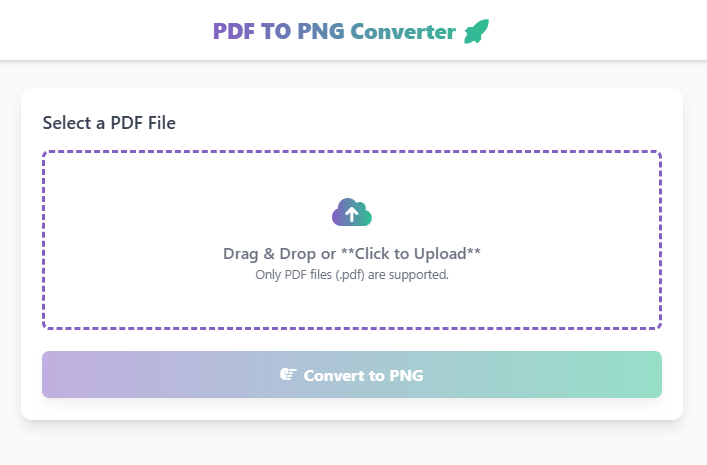 Interface of the free online PDF to PNG converter tool showing the upload and download process.