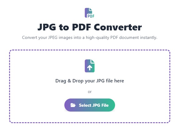 JPG to PDF converter tool interface showing image upload and PDF download buttons